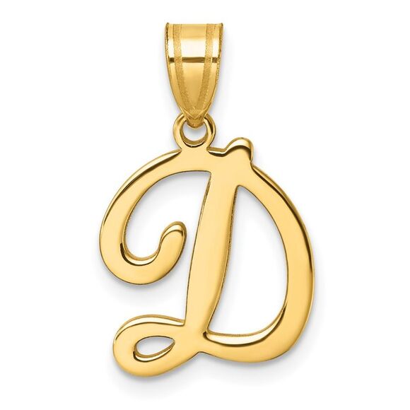 Kazi Luxury 14k Yellow Gold Script Letter D Initial Pendant - Picture 1 of 4